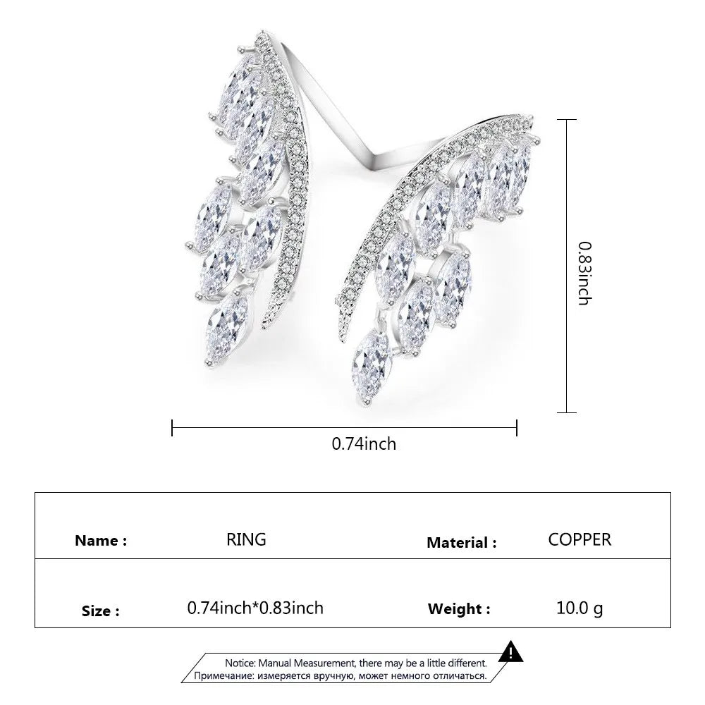 Lady Glams Romantischer offener Flügelring mit Zirkonia