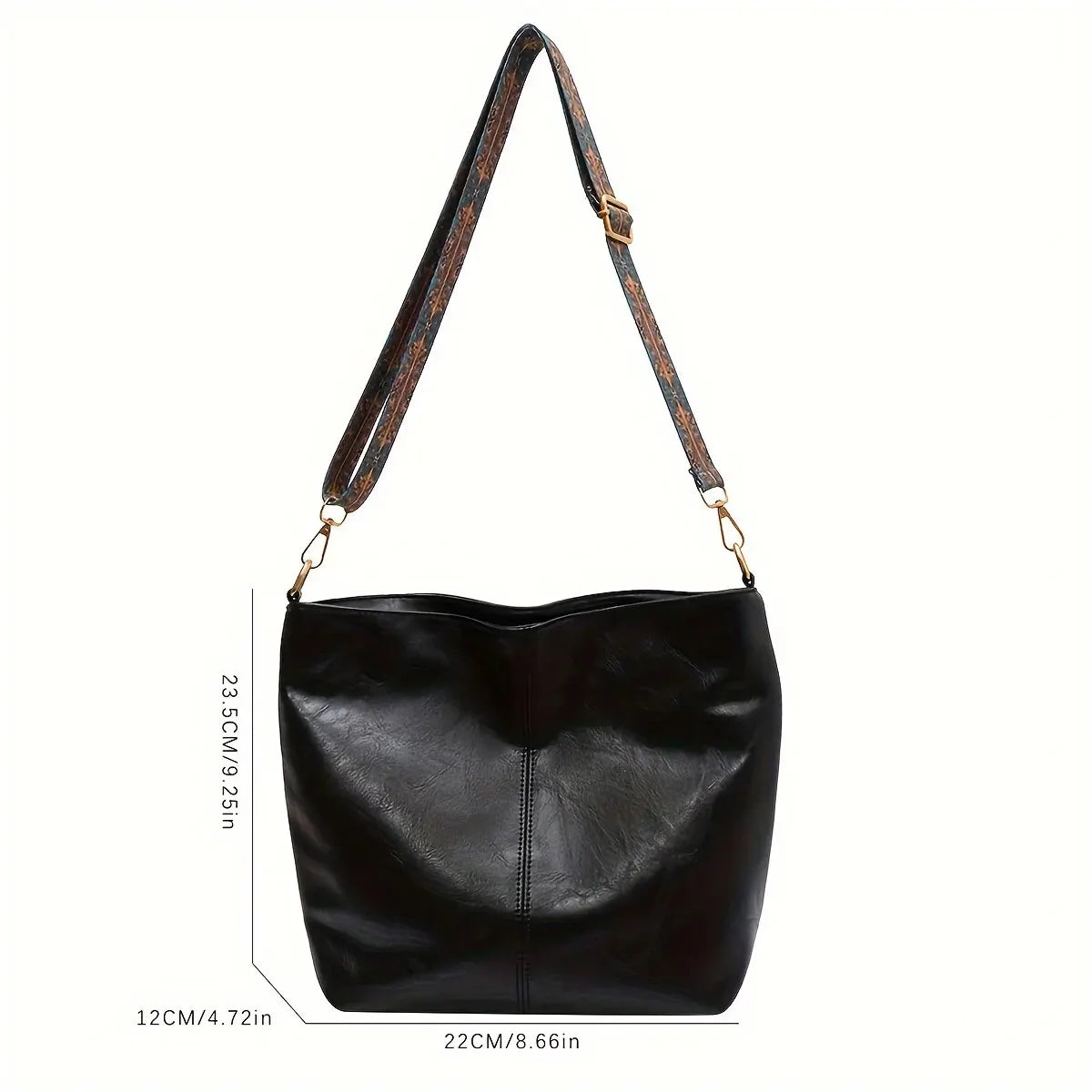 Lady Glams Retro Solid Color PU Large Capacity Shoulder Bag - Elevate Your Style with Timeless Elegance