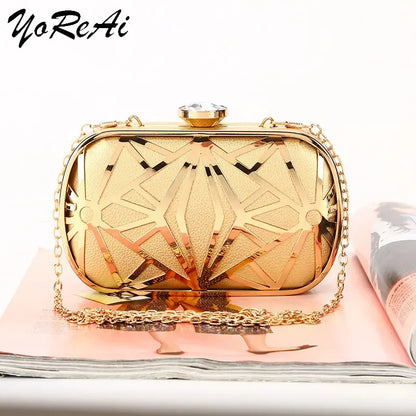 Lady Glams Golden PU Leather Evening Bag - Unleash Your Glamorous Charm at Every Occasion