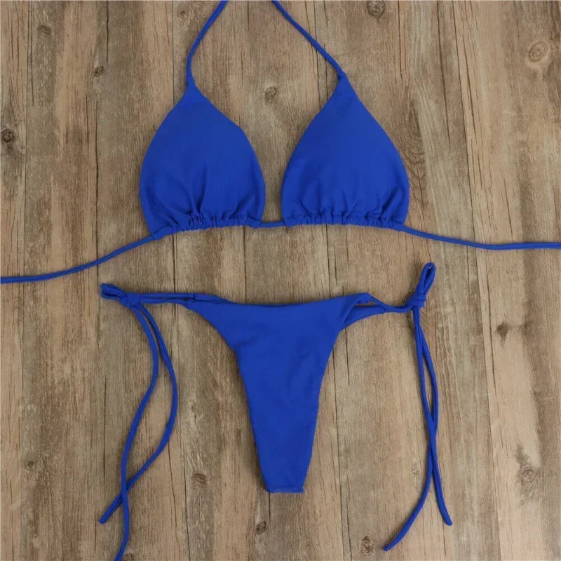 Lady Glams Solid Low Waist Bikini Set