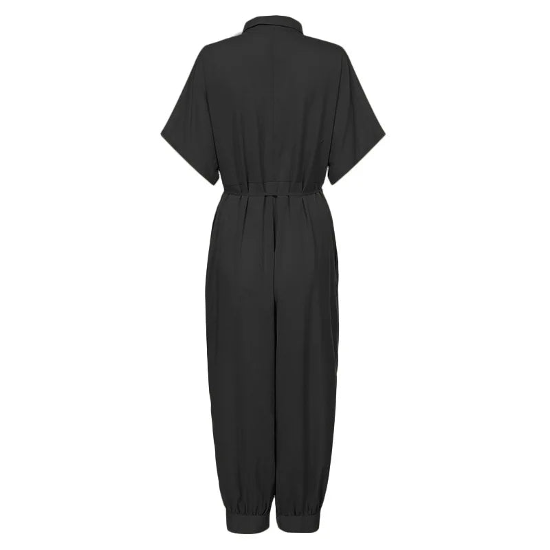 Lady Glams 2024 Spring Winter Casual One-Piece Jumpsuit: A Chic Bodysuit with High-Waisted Wide-Leg Pants