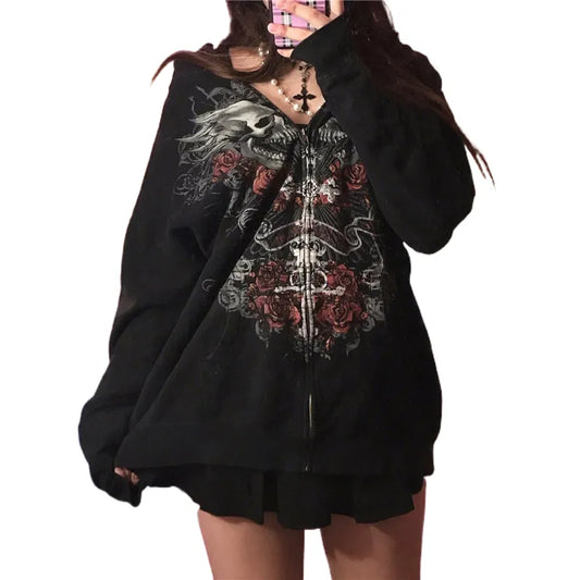 Lady Glams Streetwear Gothic Alphabet Blast Print Hoodie: Unleash Your Edgy Style