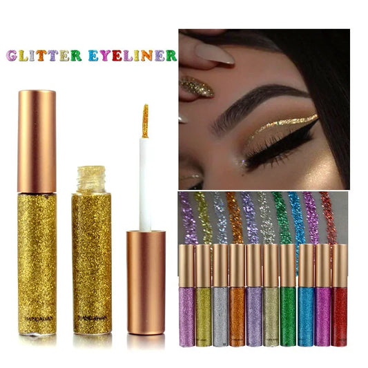 ZUOFILY 10 Farben Weißgold Glitzer Lidschatten – Funkeln und Glänzen mit wasserfestem Flüssig-Eyeliner