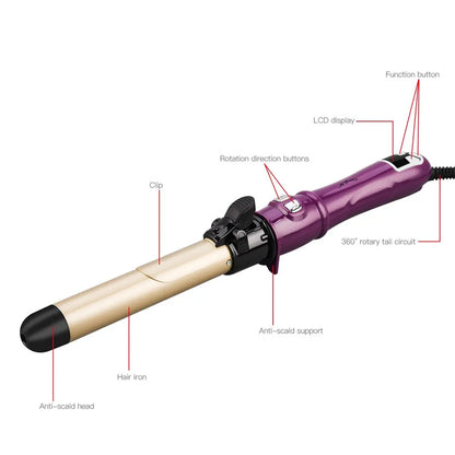 CkeyiN 28mm Hair Curler Tourmaline Ceramic Fast Heating Curling Iron LCD Display Rotating Roller Auto Rotary Styling Tool - Buy Online at Best Prices