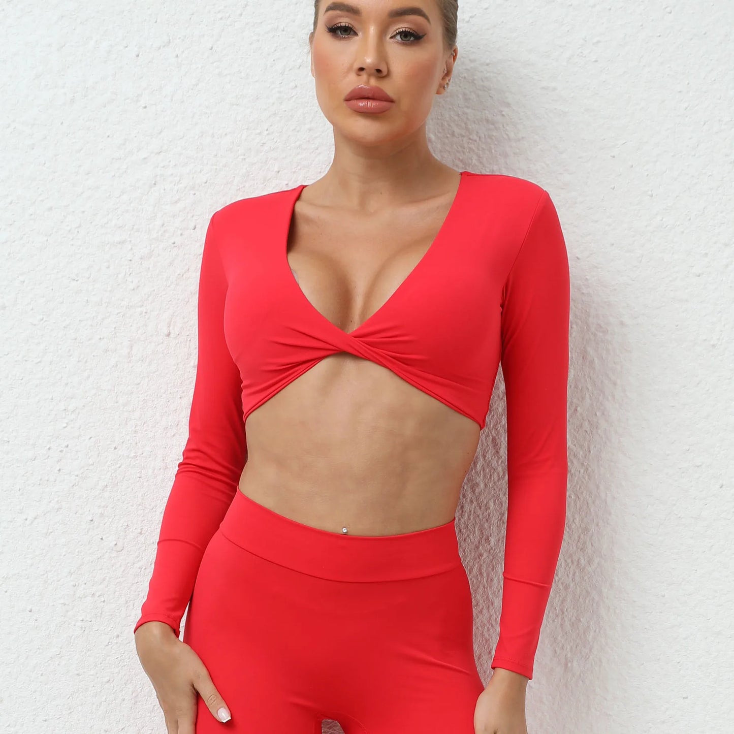 Lady Glams Long Sleeve Gym Crop Tops