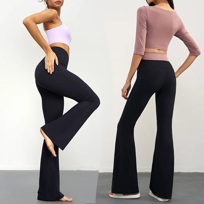 Lady Glams High Waist Yoga Flared Pants: Gym Tights &amp; Fitness Leggings