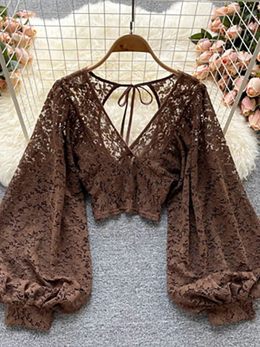 Lady Glams Sexy Lace Blouse - A Captivating Blend of Elegance and Allure