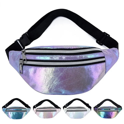 Lady Glams Holographic Fanny Pack - New Hologram Waist Bag for Women and Girls