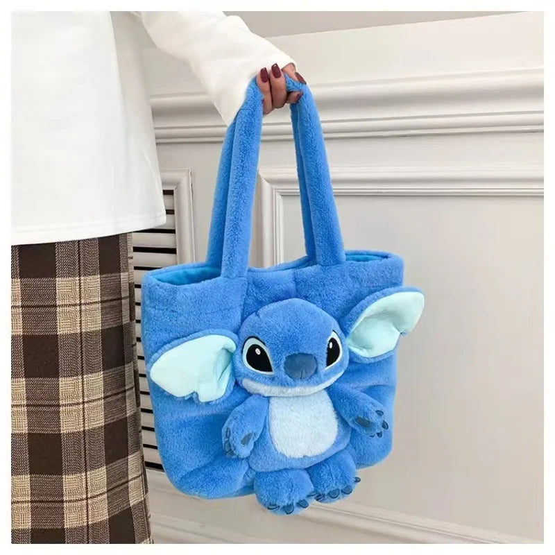 Disney Whimsy: 2024 New Cartoon Plush Doll Shoulder Bag with Stitch and Strawberry Bear