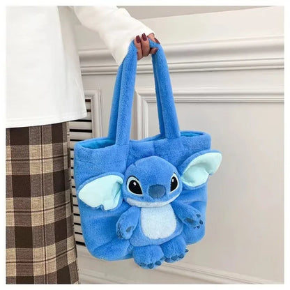 Disney Whimsy: 2024 New Cartoon Plush Doll Shoulder Bag with Stitch and Strawberry Bear