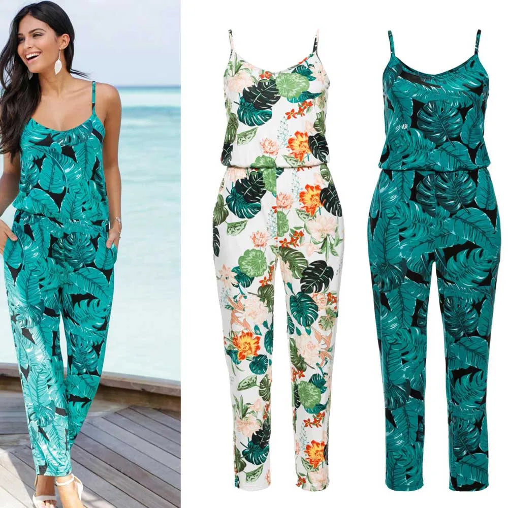 Lässiger Jumpsuit mit Blumenmuster von Lady Glams: Ein Genuss mit Taschen