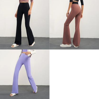 Lady Glams High Waist Yoga Flared Pants: Gym Tights &amp; Fitness Leggings