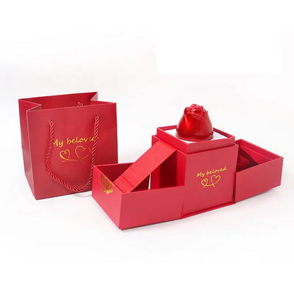 Love Projection Necklace with Exquisite Rose Gift Box - A Romantic and Trendy Jewelry Set for 2024