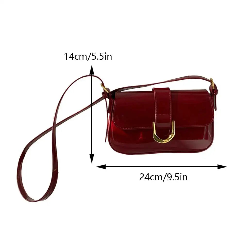 Lady Glams Retro Patent Leather Shoulder Bag - Vintage Glamour for Your Style