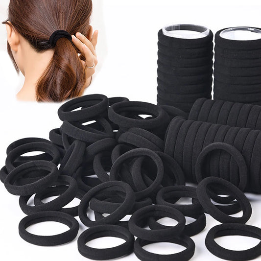 Lady Glams 50/100pcs Black Hair Bands for Women Girls Hairband