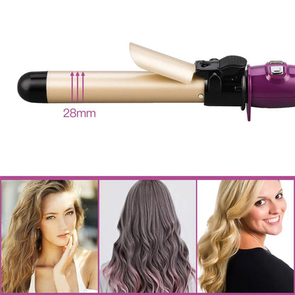 CkeyiN 28mm Hair Curler Tourmaline Ceramic Fast Heating Curling Iron LCD Display Rotating Roller Auto Rotary Styling Tool - Buy Online at Best Prices