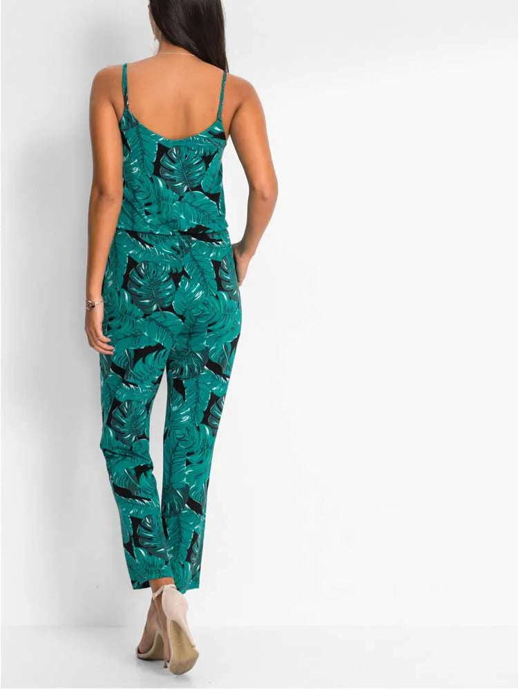 Lässiger Jumpsuit mit Blumenmuster von Lady Glams: Ein Genuss mit Taschen