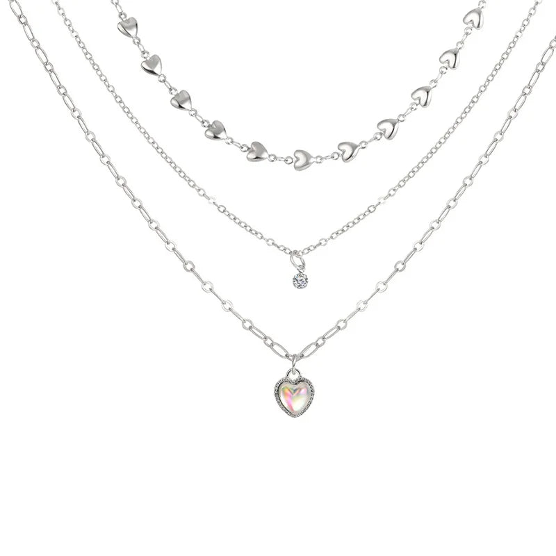 SUMENG 2024 Simple Double Layer Star Moon Charm Multilayered Necklace: Delicate Clavicle Chain with Zircon for Women - Fashion Jewelry