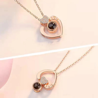 Love Projection Necklace with Exquisite Rose Gift Box - A Romantic and Trendy Jewelry Set for 2024