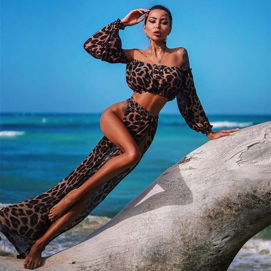 Lady Glams Leopard Print Beach Style Set