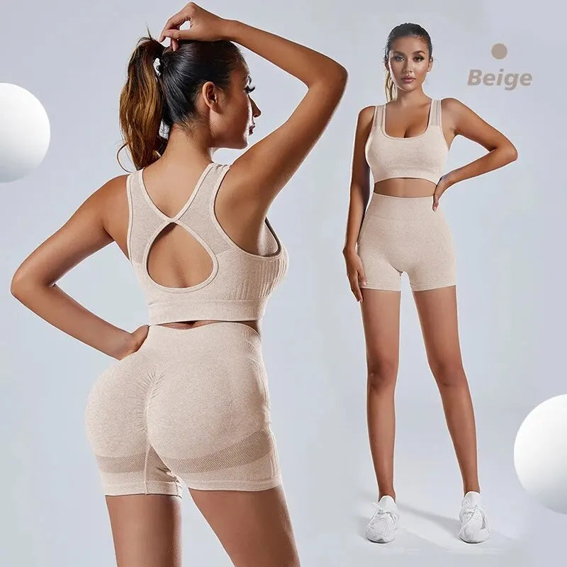 Lady Glams CZGUKE 2-teiliges Workout-Outfit mit hoher Taille für Damen 