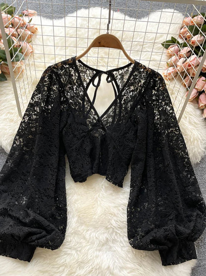 Lady Glams Sexy Lace Blouse - A Captivating Blend of Elegance and Allure