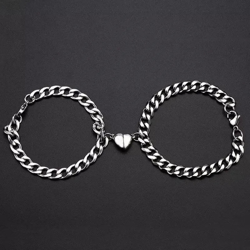 Lady Glams Couple Magnetic Buckle Bracelet - Creative Chain Style Valentine’s Day Magnet Attraction Bracelet