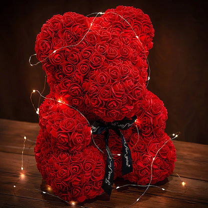 LED-Teddybär mit roter Rose – ein herzliches Geschenk zu Weihnachten und Valentinstag