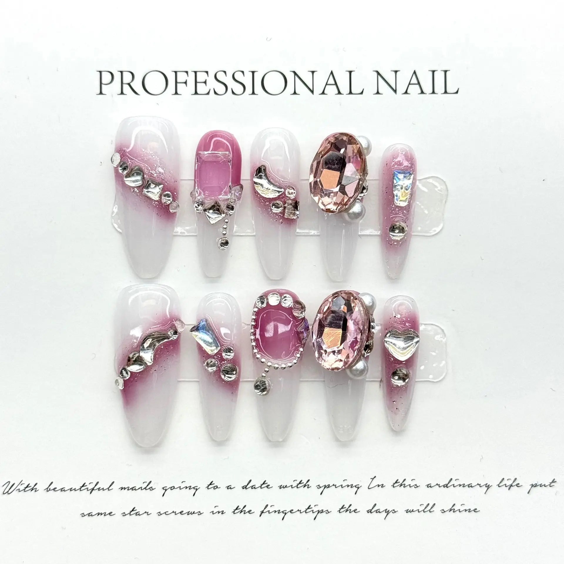 nail designs with rhinestones