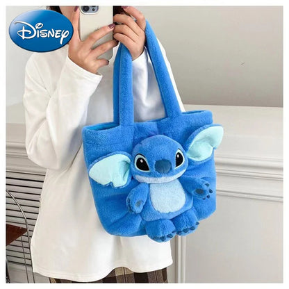 Disney Whimsy: 2024 New Cartoon Plush Doll Shoulder Bag with Stitch and Strawberry Bear