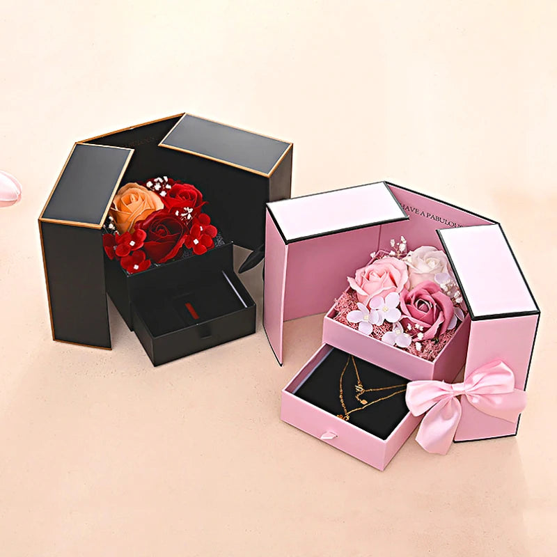 Eternal Soap Rose Flower Gift Box with Drawer Design - A Charming and Versatile Gift Box for Any Occasion