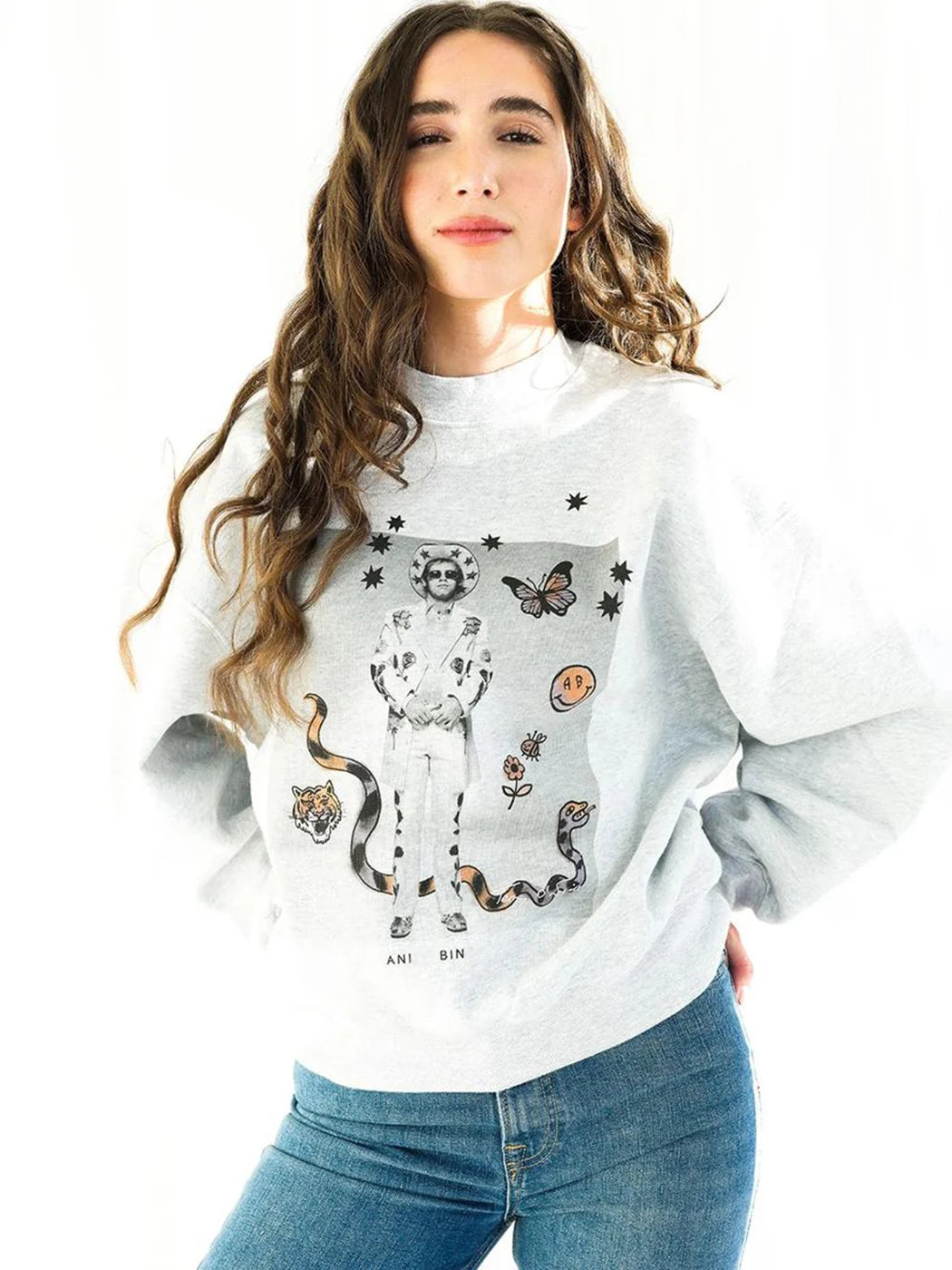 Lady Glams – Ästhetisches Grafik-Sweatshirt: Lockere Pullover-Oberteile für Herbst-/Wintermode