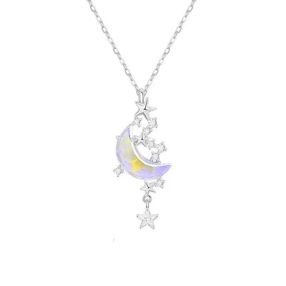 SUMENG 2024 New Korea Moon Star Chokers Necklace: Colorful Glazed Stone Pendant for Women