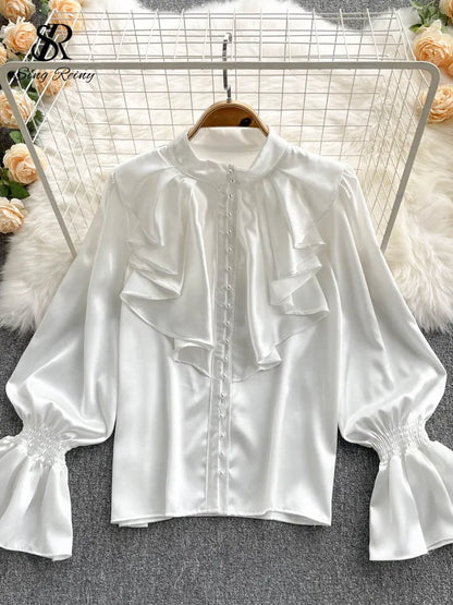 Lady Glams Singreiny Satin Loose Fit Office Shirt