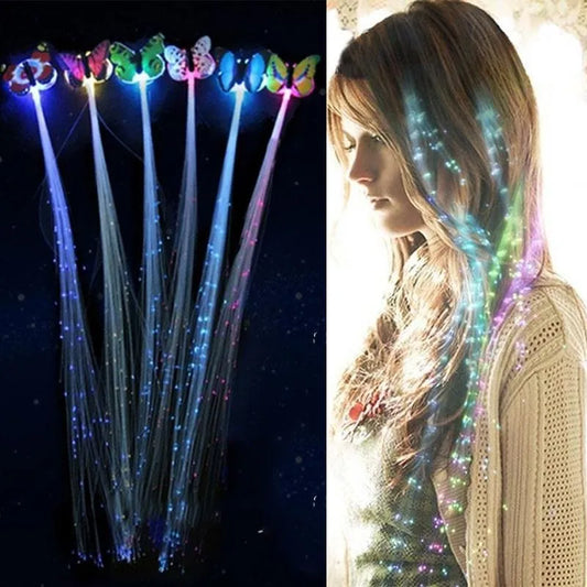 Illuminate Your Hair with LED Glow Braid Butterfly Lights – Perfect for Parties and Festive Fun!