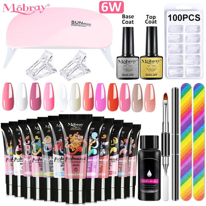 lady glams - 16 Piece Mobray Poly Nail Gel Set Manicure Set - Nail Kit - Quick Extension Manicure Set