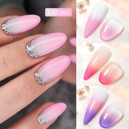 Lady Glams Color Changing Thermal Gel Nail Polish 7ml - Glass Bottle Semi Permanent Temperature Color Changing Glitter