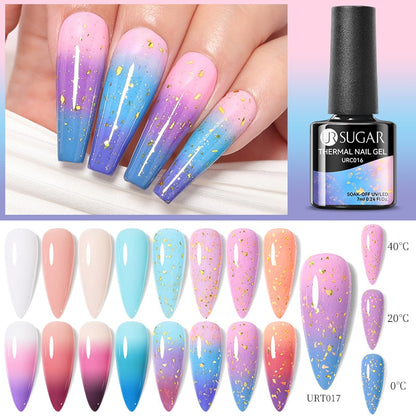 Lady Glams Color Changing Thermal Gel Nail Polish 7ml - Glass Bottle Semi Permanent Temperature Color Changing Glitter