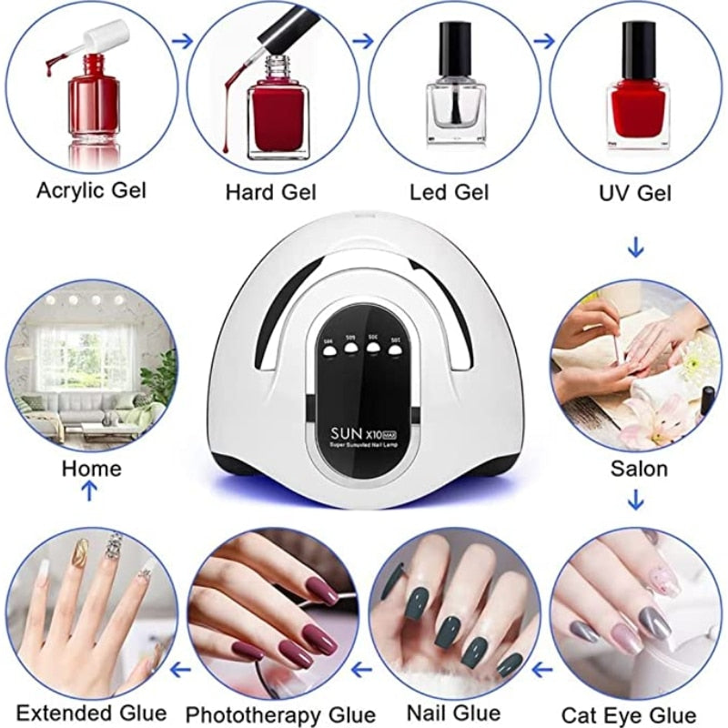 Lady Glams 280W - Sun X10 Max UV LED Nail Lamp - Salon-Worthy Nails in No Time