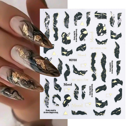 Lady Glams  New Color Bronzing Marble Nail Stickers -  Nail Art Delight