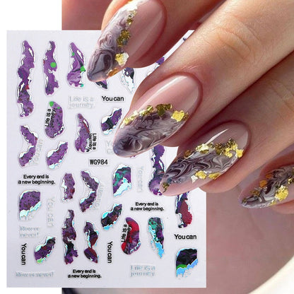 Lady Glams  New Color Bronzing Marble Nail Stickers -  Nail Art Delight