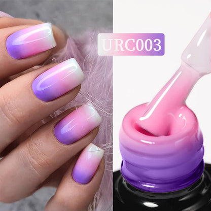 Lady Glams Color Changing Thermal Gel Nail Polish 7ml - Glass Bottle Semi Permanent Temperature Color Changing Glitter