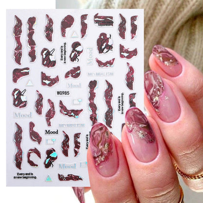 Lady Glams  New Color Bronzing Marble Nail Stickers -  Nail Art Delight